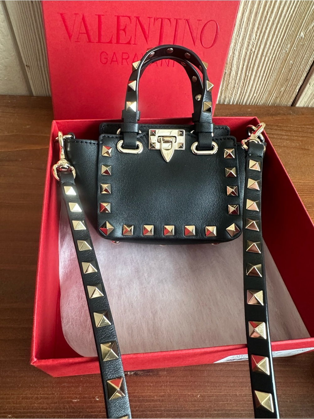 Valentino Garavani NIB Black Leather Mini Rockstud Crossbody Shoulder Bag - Picture 3 of 15